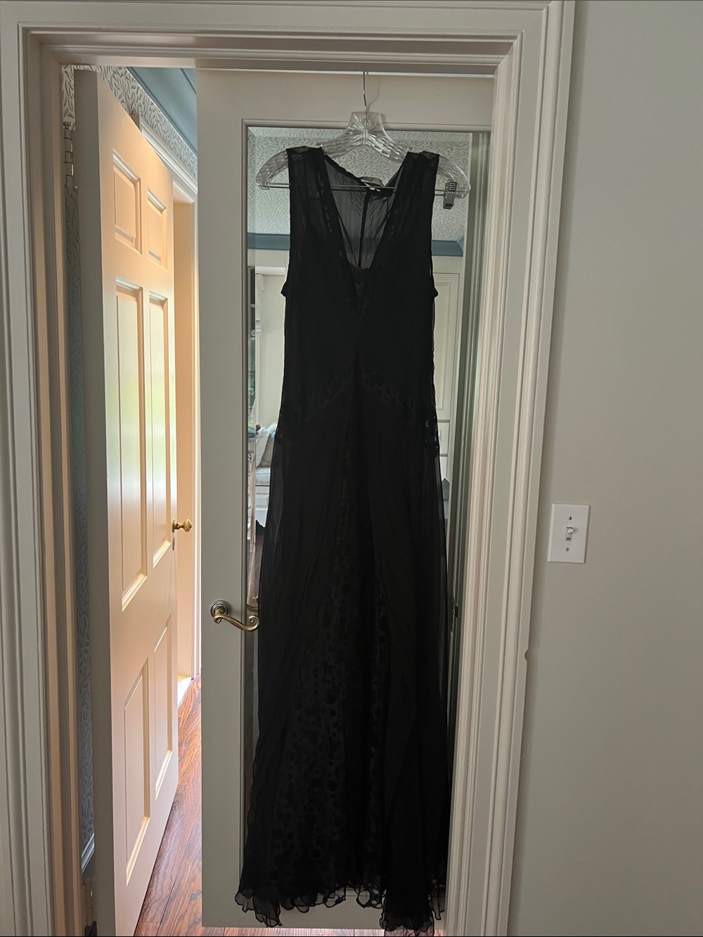Komarov Black Sheer V-Neck Maxi Dress